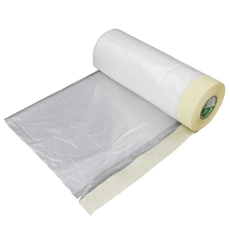 มาสก์อัตโนมัติแบบใช้แล้วทิ้งที่โปร่งใส Speedy Drop Cloth Protection Pre-Taped Painter's Plastic Cover Paint Masking Film